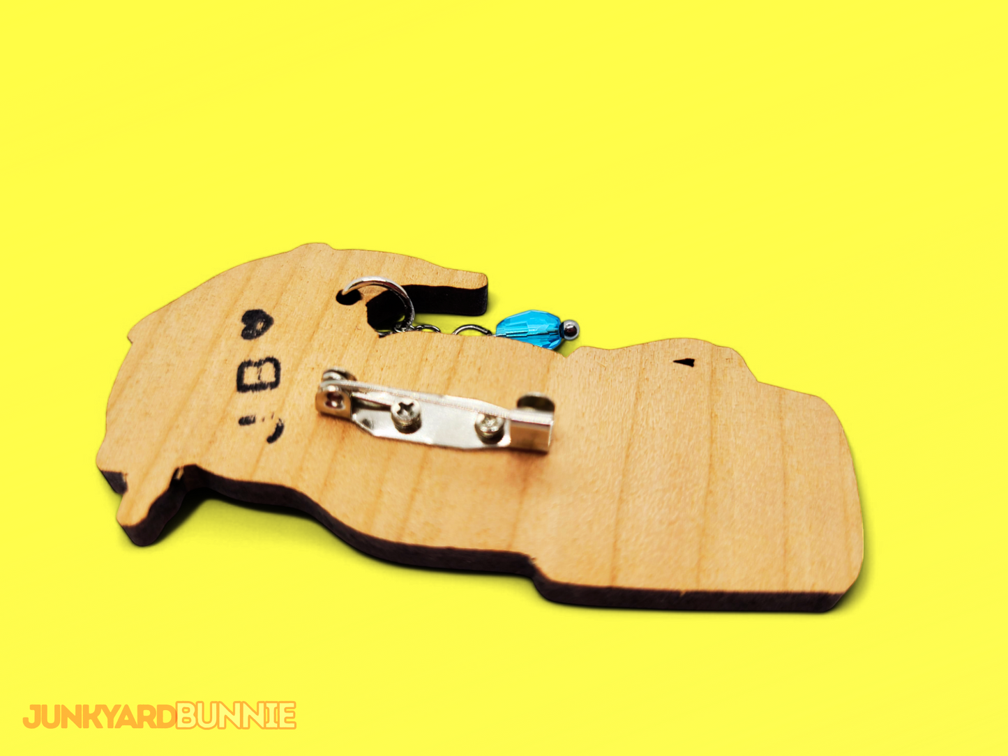 'Goodbye Winter' Melting Snowman Wooden Brooch