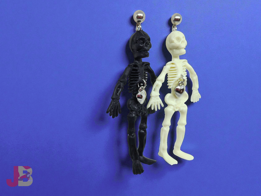 Skeleton Heart Charm Earrings