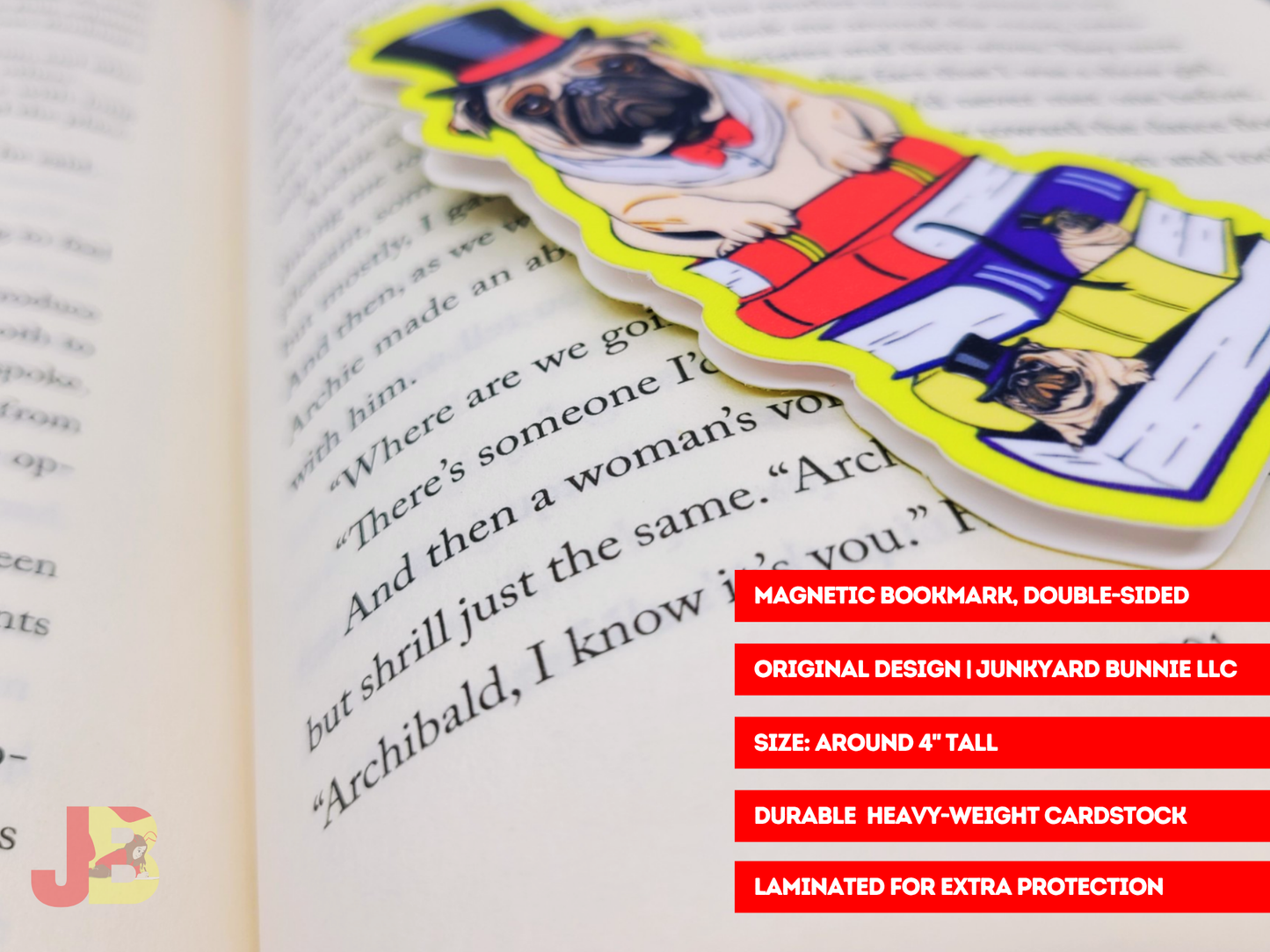 Bookish Pug Magnetic Bookmark