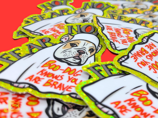 Bulldog Ghost Glitter Vinyl Sticker