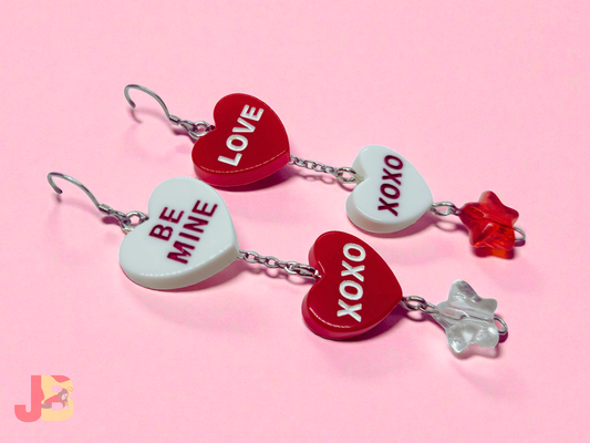 Conversation Heart Earrings with Star Beads