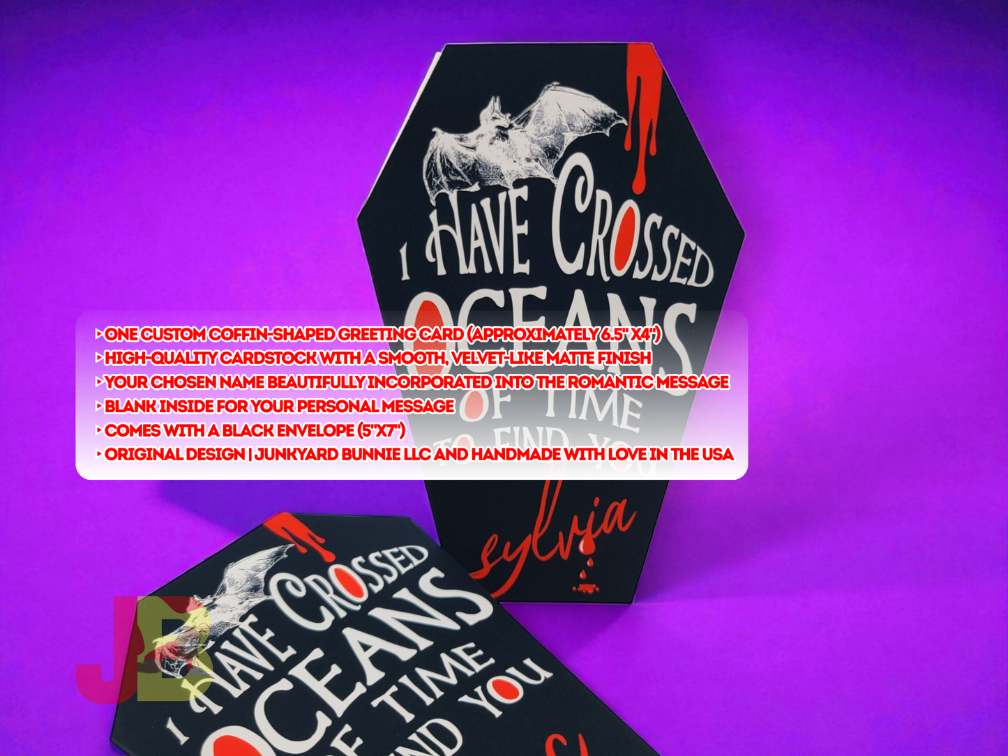 "I Have Crossed Oceans of Time" Personalized Coffin Card