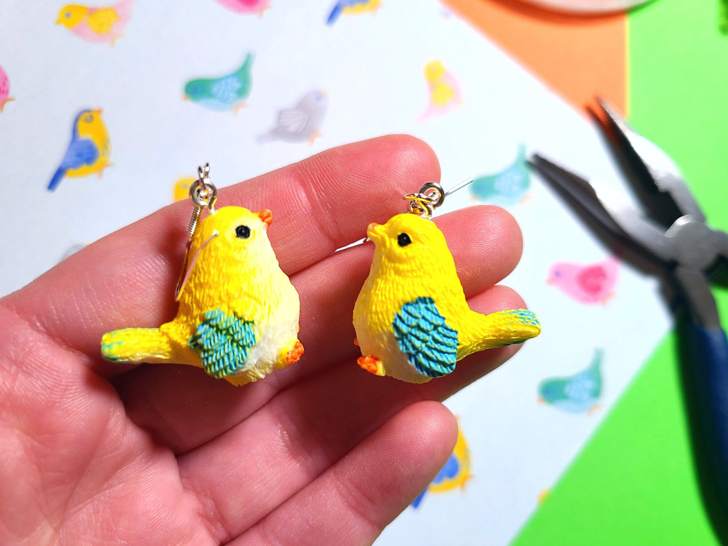Yellow Canary Bird Earrings