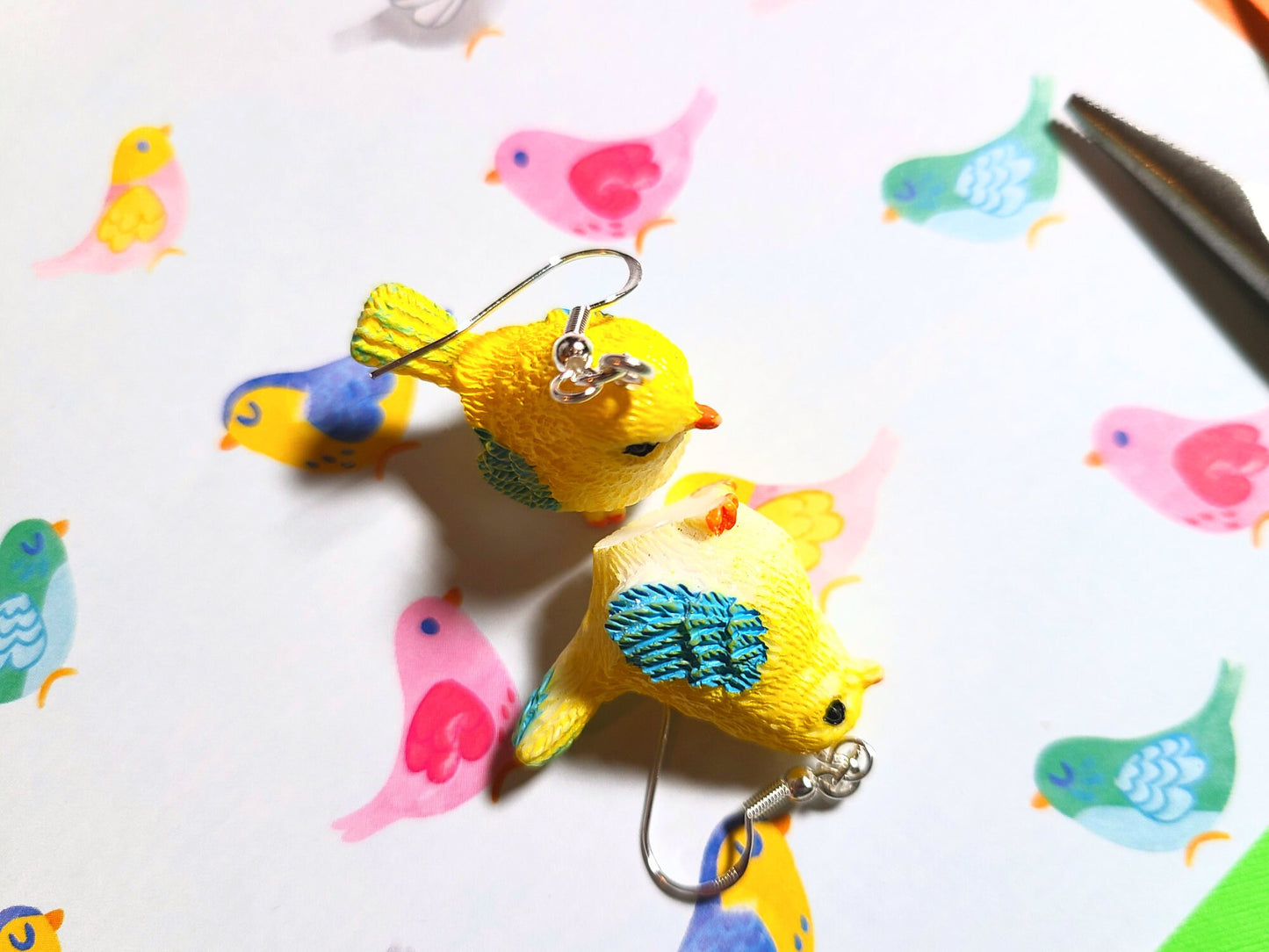 Yellow Canary Bird Earrings