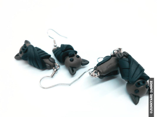 Spooky Polymer Clay Bat Earrings