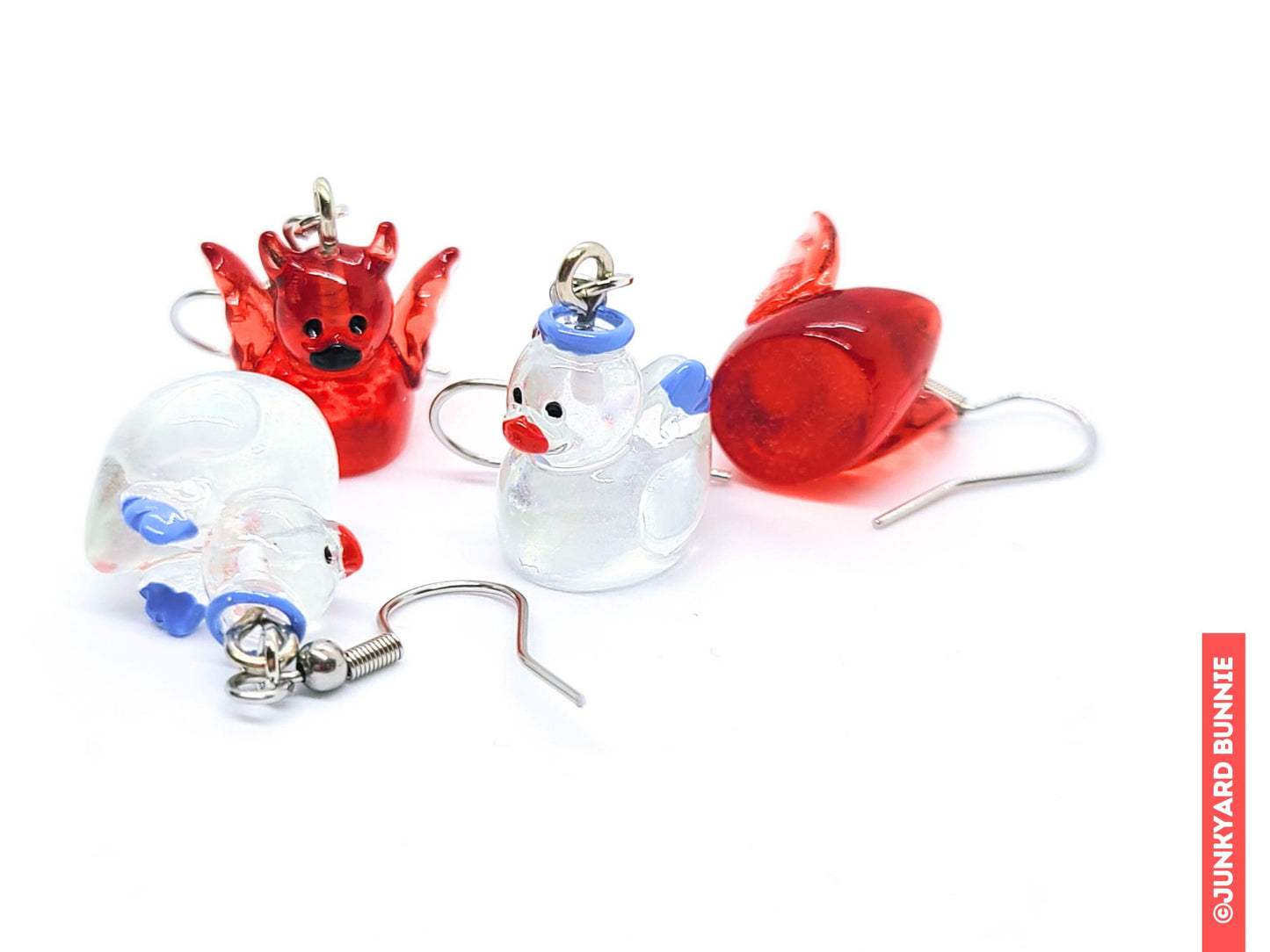 Angel and Devil Rubber Duck Earrings
