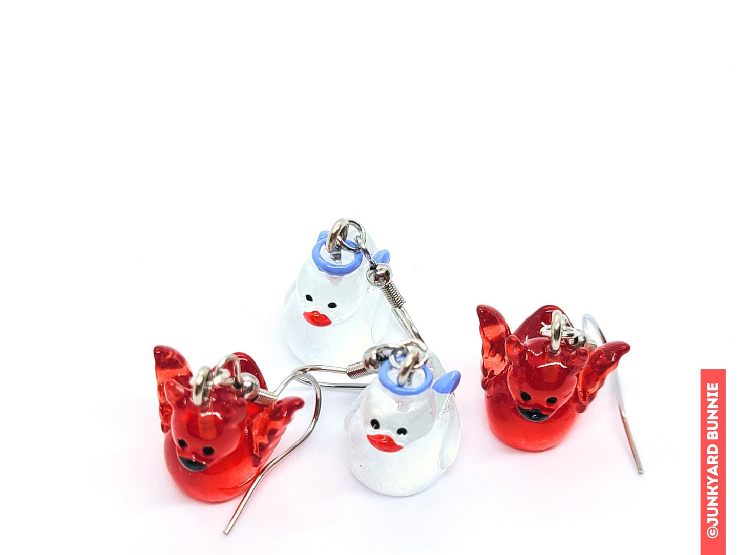 Angel and Devil Rubber Duck Earrings