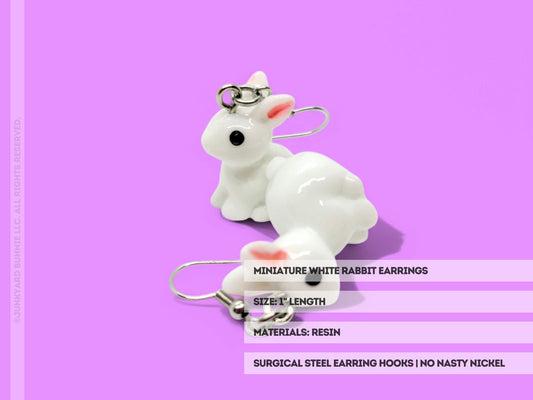 Miniature White Rabbit Earrings