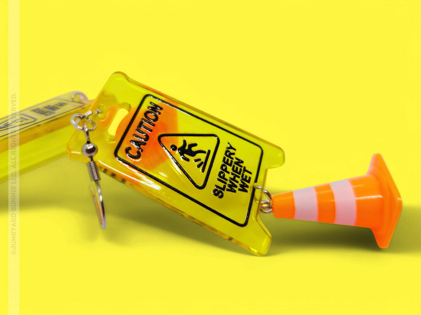 Quirky Caution Sign and Traffic Cone Earrings