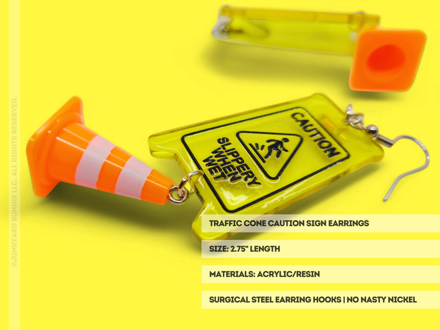 Quirky Caution Sign and Traffic Cone Earrings