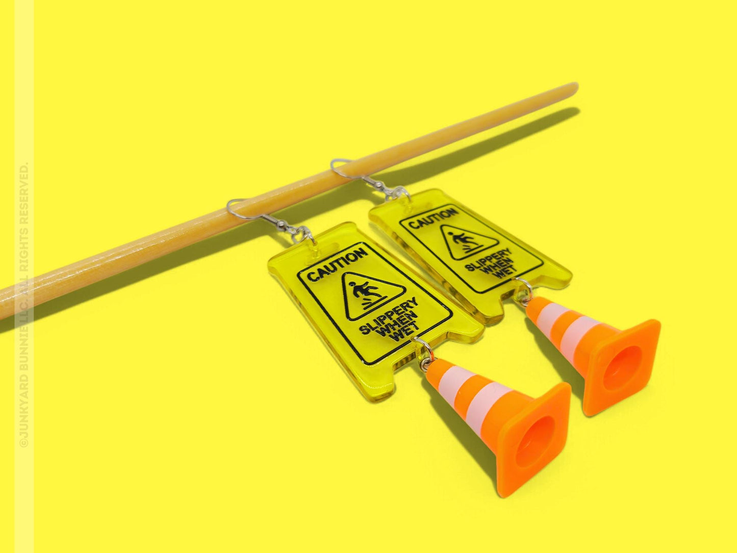 Quirky Caution Sign and Traffic Cone Earrings