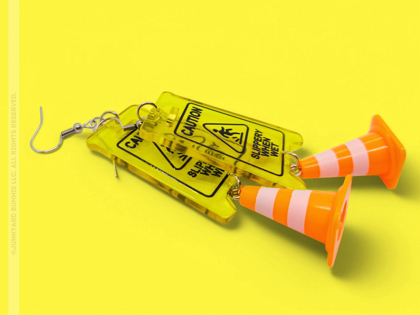Quirky Caution Sign and Traffic Cone Earrings