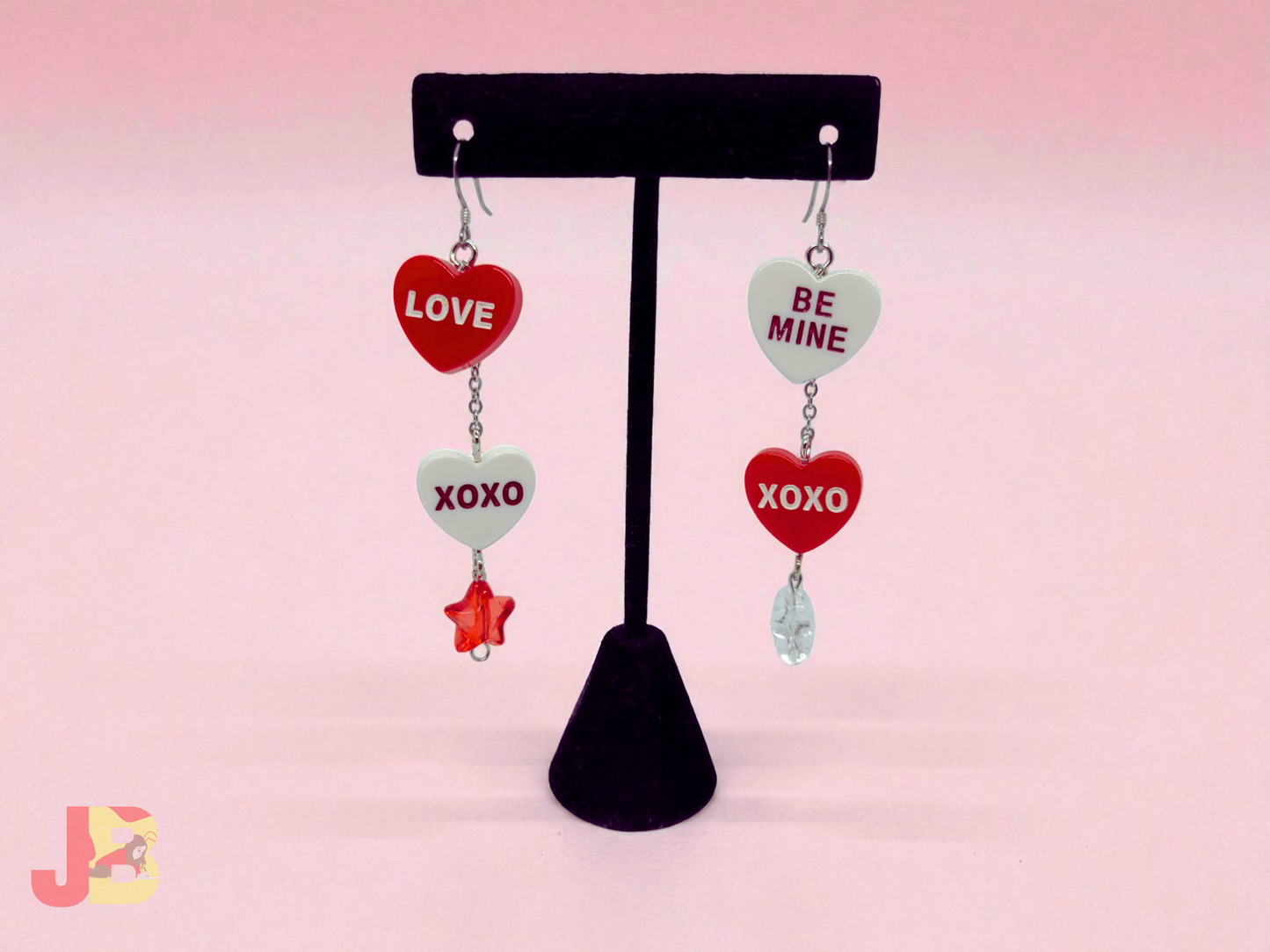 Conversation Heart Earrings with Star Beads