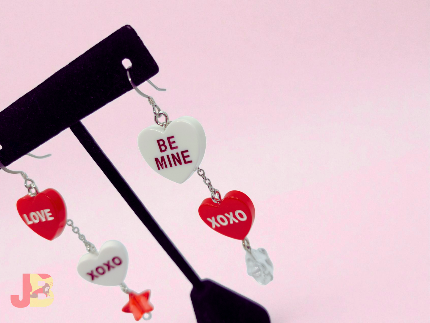 Conversation Heart Earrings with Star Beads