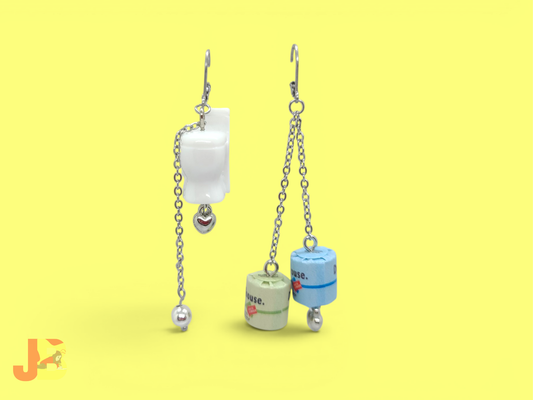 Novelty Toliet Bowl & Tissue Roll Earrings