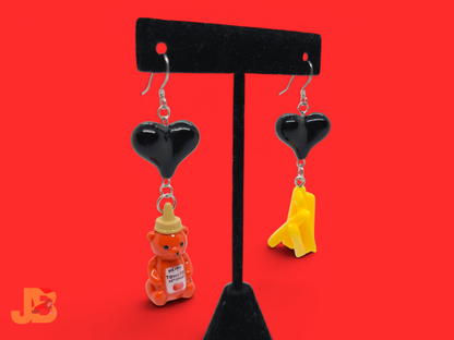 Ketchup Bear & Fries Novelty Earrings