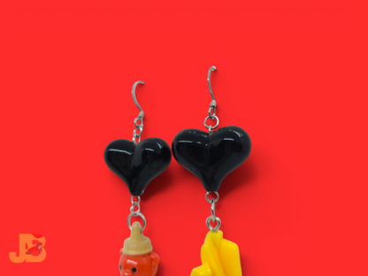 Ketchup Bear & Fries Novelty Earrings