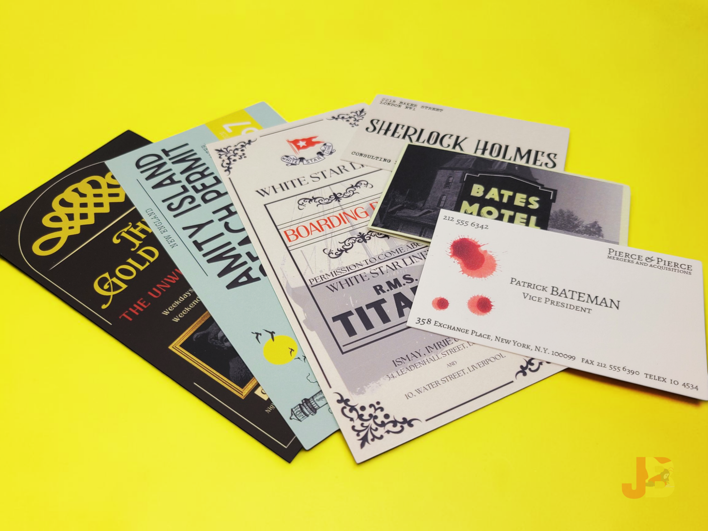 Collection of horror and movie bookmarks in various sizes.