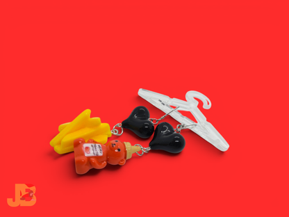 Ketchup Bear & Fries Novelty Earrings
