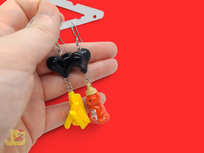 Ketchup Bear & Fries Novelty Earrings