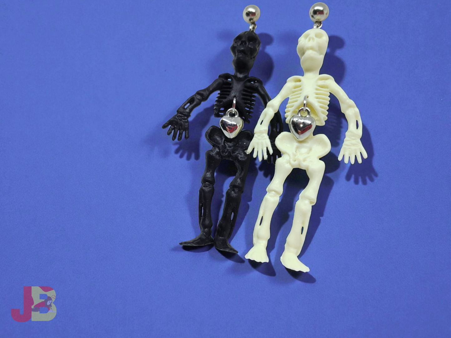 Skeleton Heart Charm Earrings
