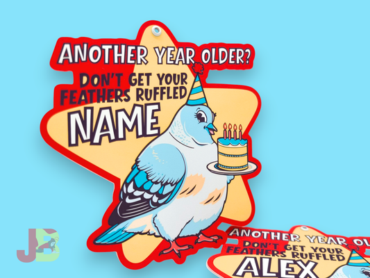 Swing-out Pigeon Birthday Card - Personalized Name