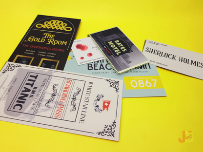 Collection of horror and movie bookmarks in various sizes.