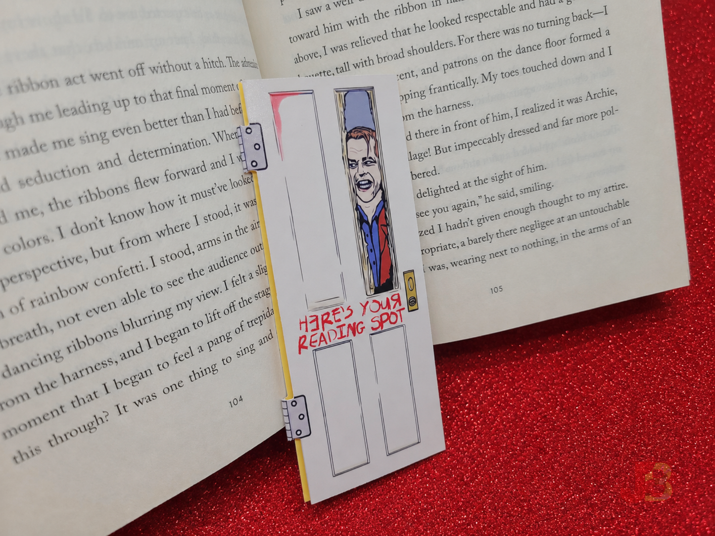 The classic horror magnetic bookmark rests against an open book. Each bookmark stands at 5.5 inches tall.
