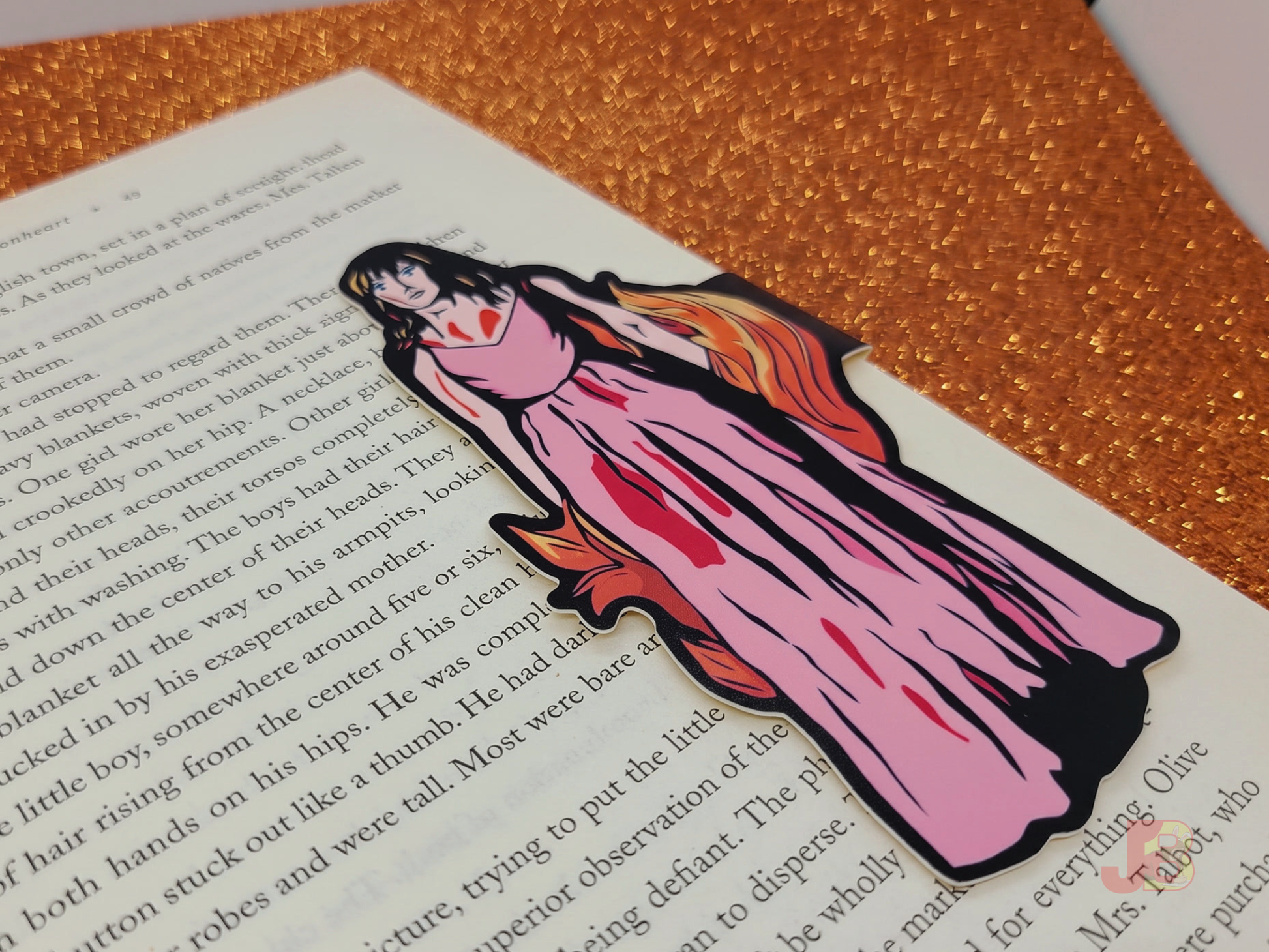 Carrie magnetic bookmark, 5 inches tall printed on premium satin cardstock.