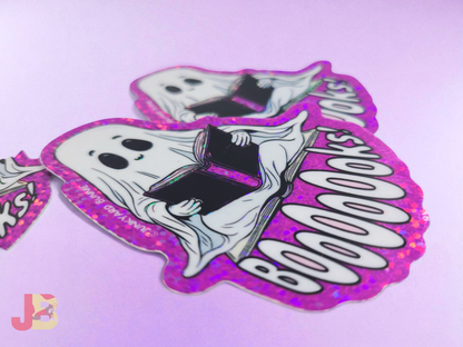 Bookish Ghost Glitter Vinyl Sticker