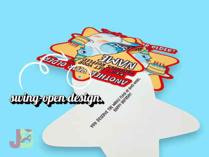 Swing-out Pigeon Birthday Card - Personalized Name