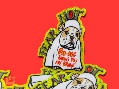 Bulldog Ghost Glitter Vinyl Sticker