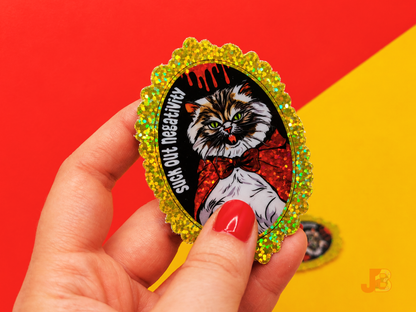 Glitter Pallas Cat Vampire Vinyl Sticker