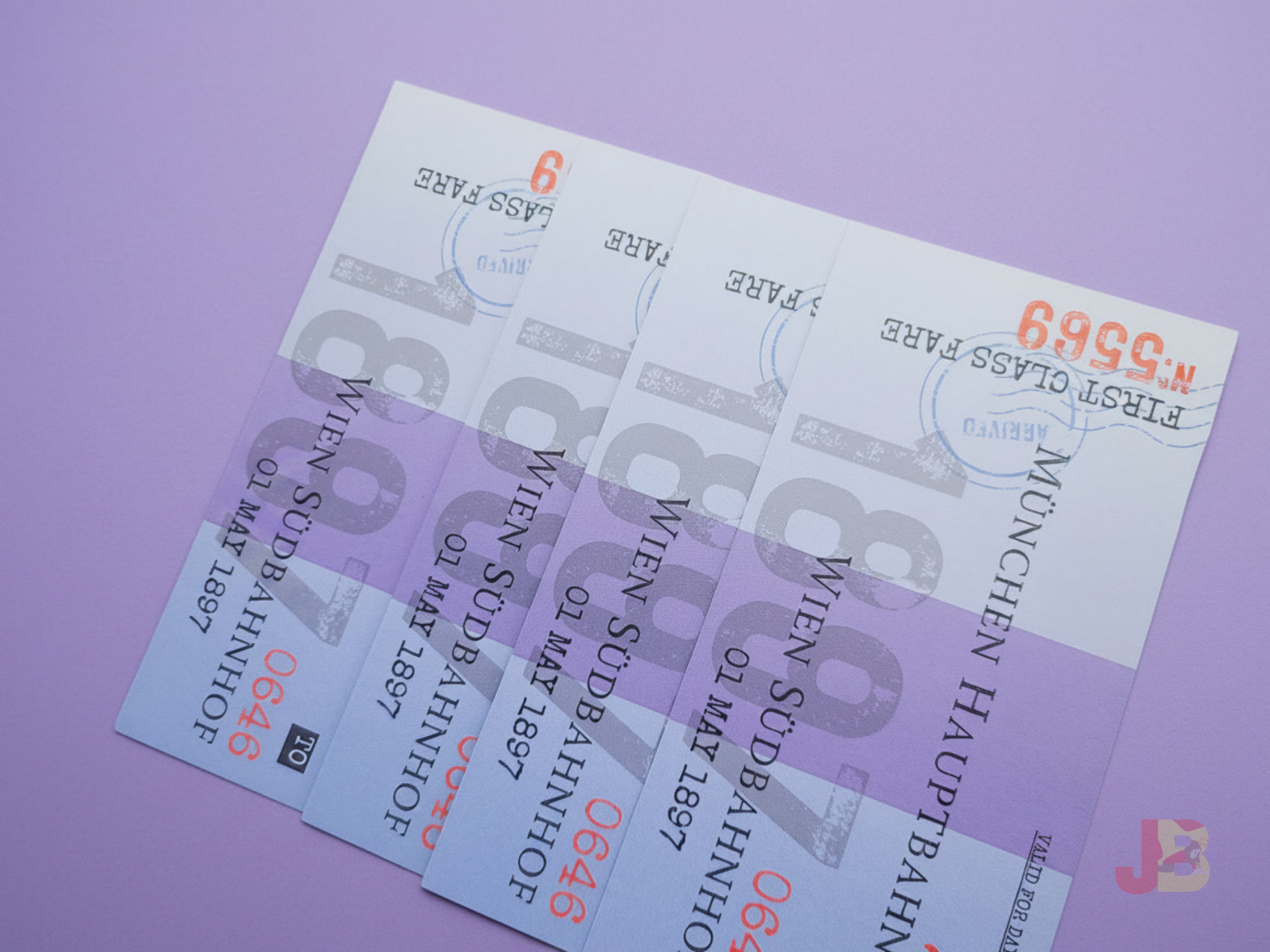 The reverse side of the gothic horror train ticket bookmark.