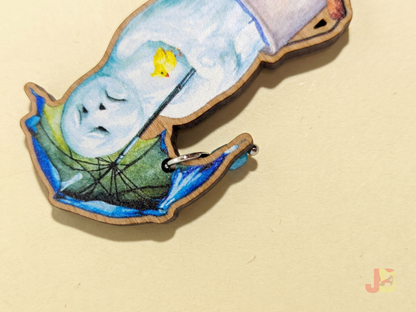 Melting Snowman Wooden Brooch