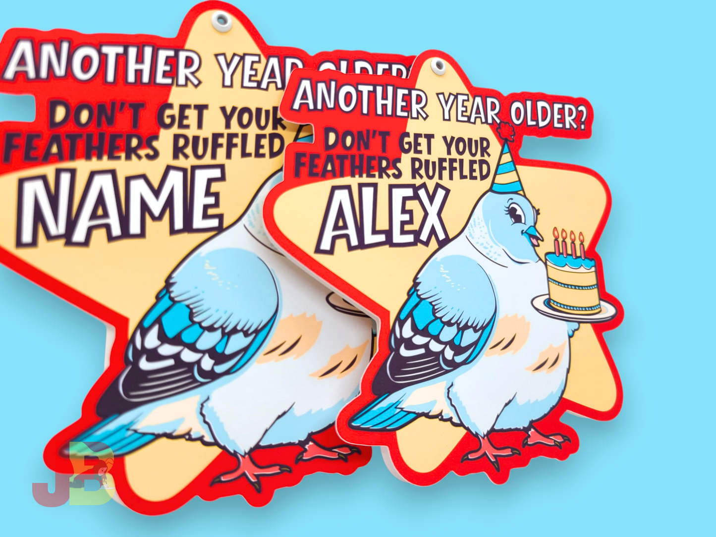 Swing-out Pigeon Birthday Card - Personalized Name
