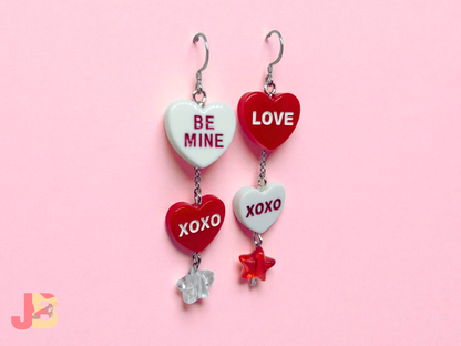Conversation Heart Earrings with Star Beads