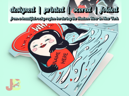 Retro Anthropomorphic Whale Greeting Card