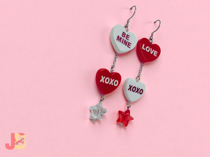 Conversation Heart Earrings with Star Beads