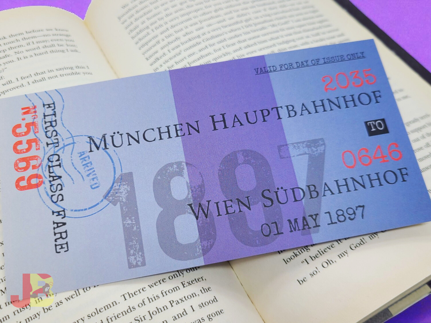 Jonathan Harker's Train Ticket Bookmark