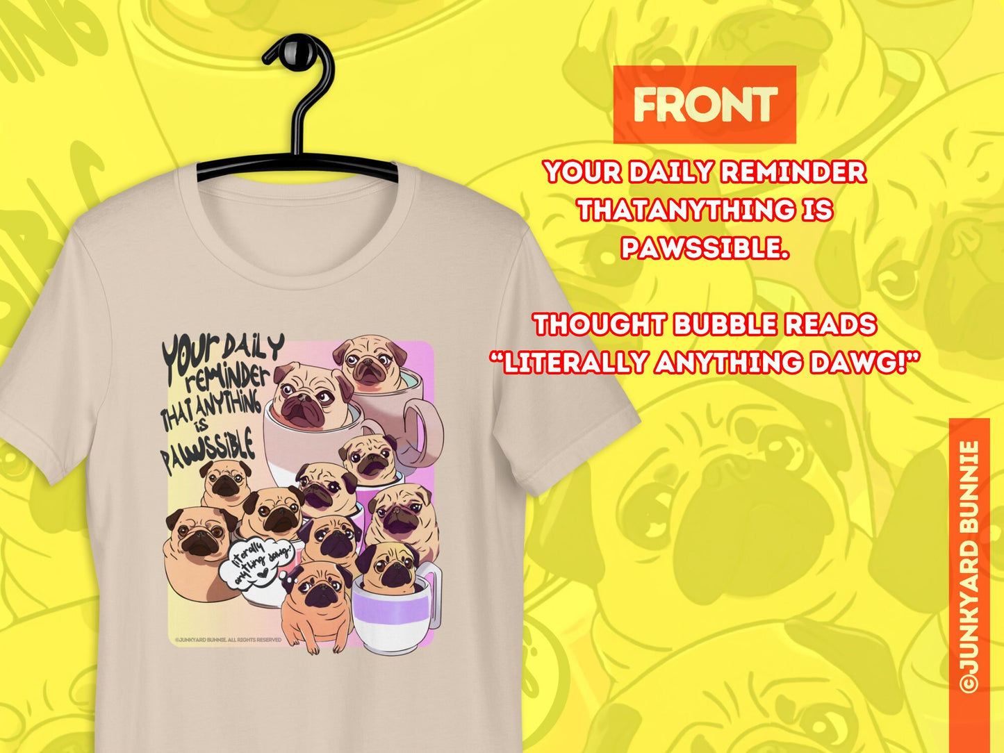Adorable Motivational Kawaii Pug T-Shirt