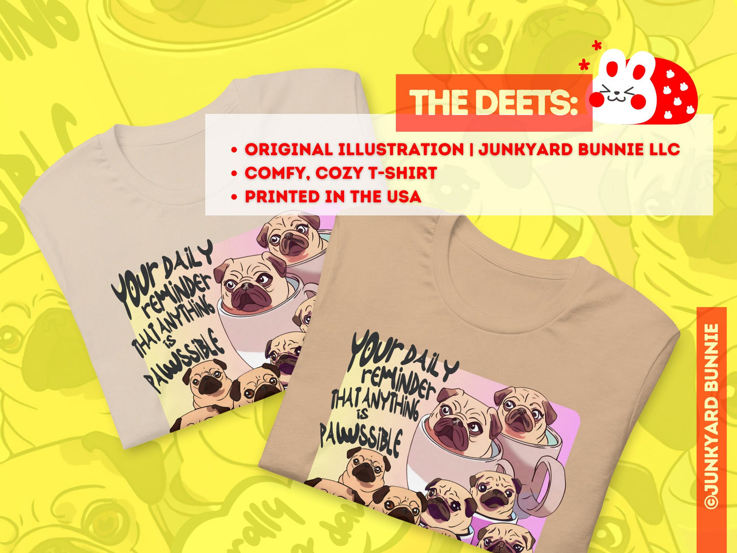 Adorable Motivational Kawaii Pug T-Shirt