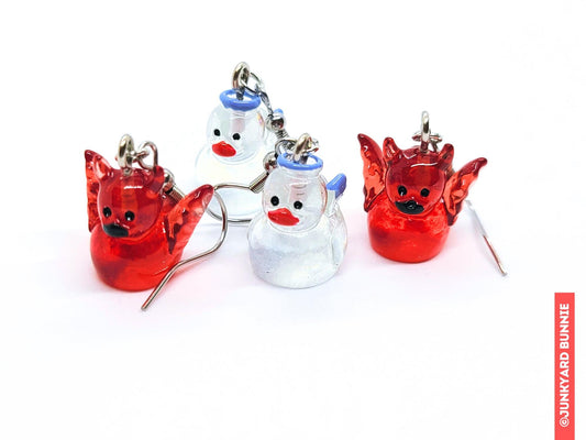 Angel and Devil Rubber Duck Earrings