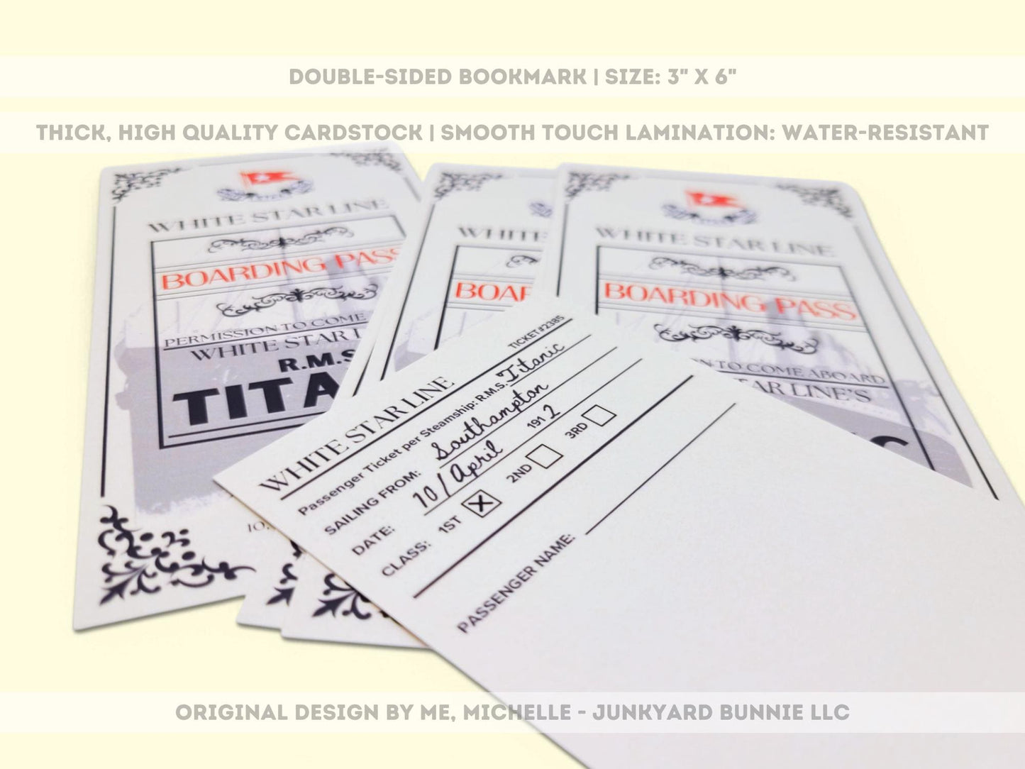 Vintage Ocean Liner Boarding Pass Bookmark